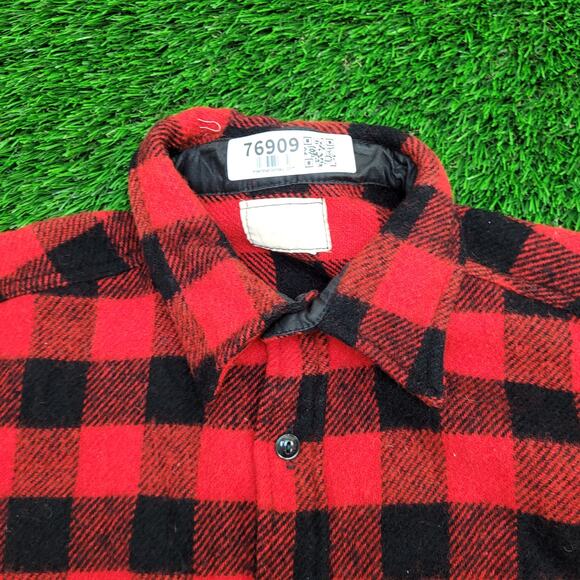 Vintage 80s Buffalo Plaid Button Shirt Large 26x29 Shadow Baggy - Picture 8 of 9
